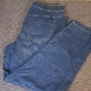 Wonderly Stylish Tie Waist Relaxed Blue Denim Jeans size medium